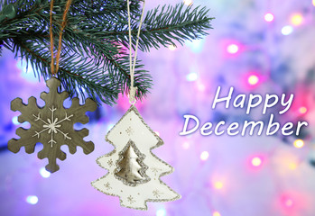 Happy December, greeting card