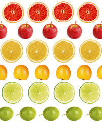 Fototapeta na wymiar Collage of exotic fruit isolated on white
