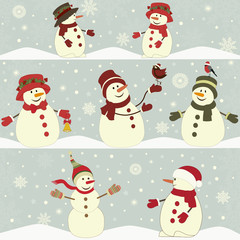 Card with set of Christmas snowmen