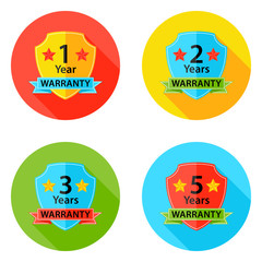 Warranty Flat Circle Icons Set 2 with Shadow