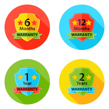 Warranty Flat Circle Icons Set 1 with Shadow