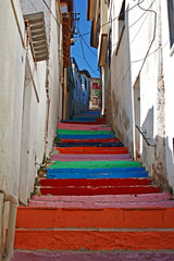 Fototapeta na wymiar Multi colored painted steps