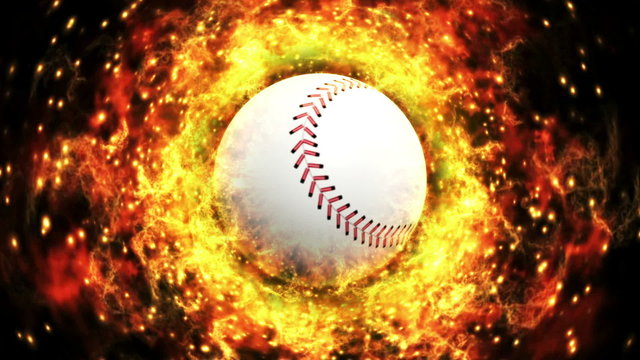 Baseball Ball and Flames