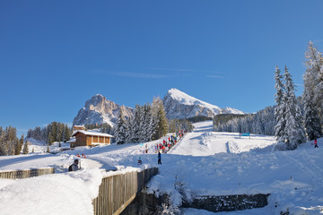 Dolomites mountain in winter