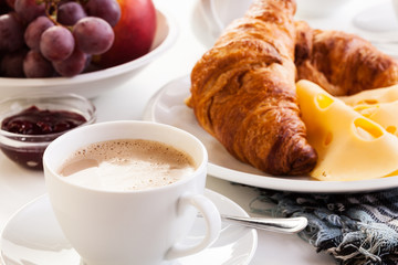 Hot coffee in the morning breakfast