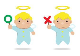 little angels with label Right or wrong