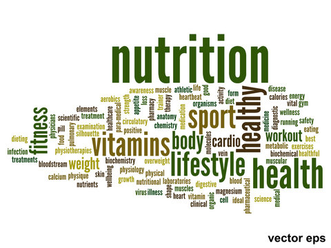 Vector conceptual nutrition health word cloud
