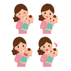 Obraz premium 親子 母子 表情 イラスト