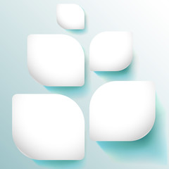 Vector white paper empty leaves shaped banner with shadow
