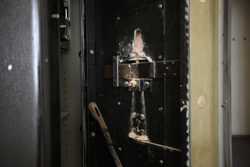 Close up of safe blown open