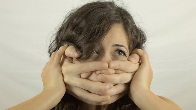 Vintage girl aggression hands CU LT