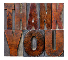 thank you in wood type