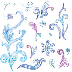 Doodle winter design elements