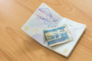 Lao PDR passport stamp with Kip money