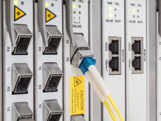 optic fiber cables connected to transmission Controler