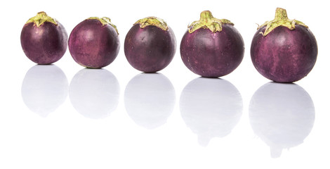 Round shape eggplant over white background