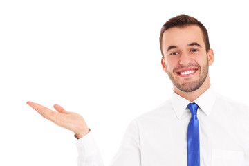 Businessman showing something