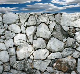 Stone wall with blue sky