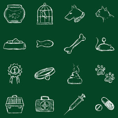 Vector Set of Chalk Pets Icons
