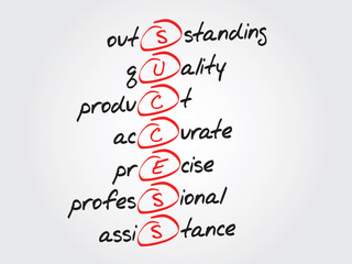 Fototapeta premium Hand writing SUCCESS, vector business concept acronym