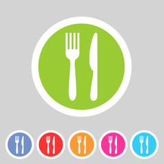 Fork knife flat icon shadow
