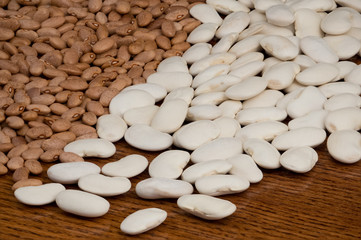 Beans scattered on a table