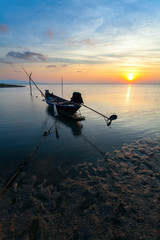 sunset, boat, sea