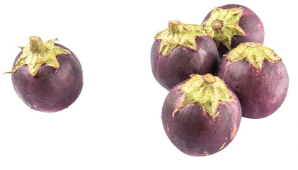 Round shape eggplant over white background