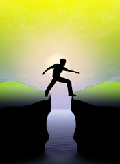 Important Step, man making risky decision