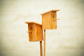 toy wooden birdhouses. handwork