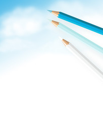 Color pencils drawing cloudy sky