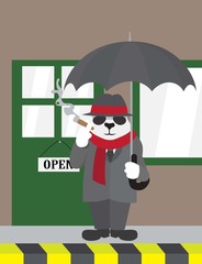 Panda with umbrella