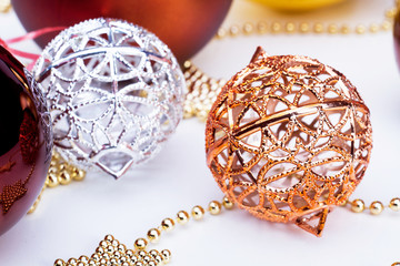 Christmass decoration, golden and silver bauble