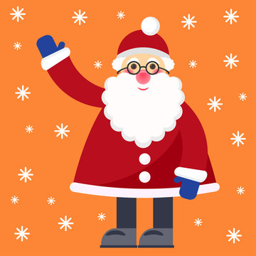 funny cartoon winter holidays greeting card with Santa Claus
