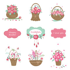 Set of floral design elements
