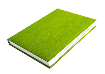 Green book on a white background