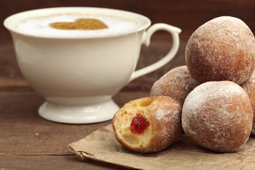Donuts with powdered sugar