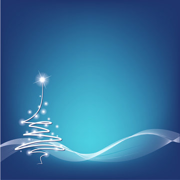 christmas tree on blue background - vector illustration