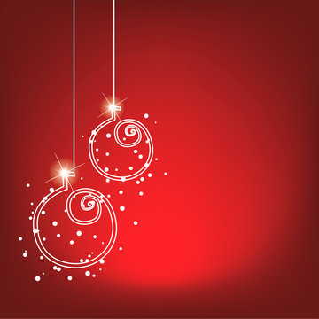 christmas balls - holiday decoration on red background