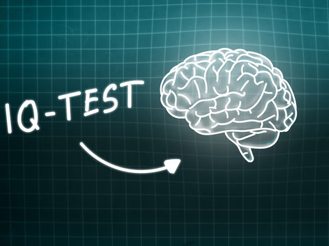 IQ Test  brain background knowledge science blackboard turquoise