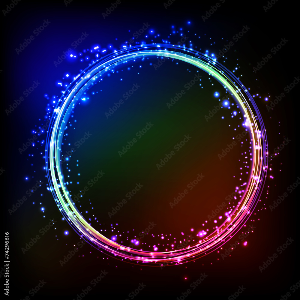 Poster Abstract dark background with color light frame