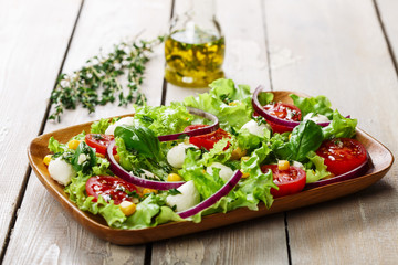 salad with mini mozzarella and tomatoes corn