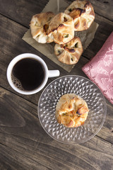Delicious homemade  strudel with coffee