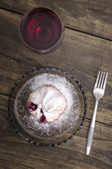 Delicious homemade  strudel with red wine