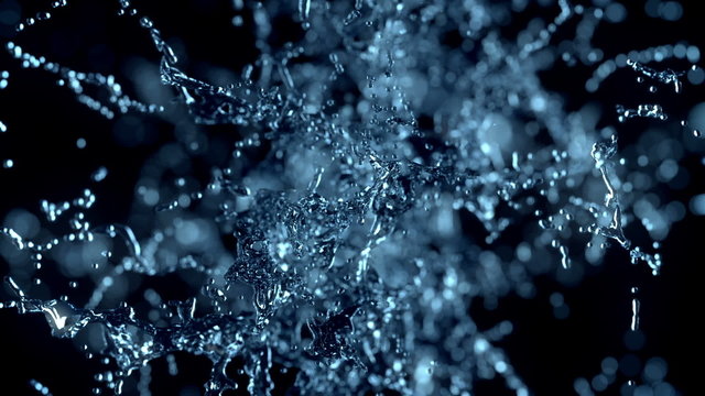 Water explosion on black