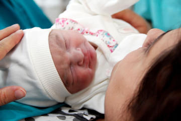 Newborn and Mother in hospital