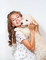 Little girl and dog