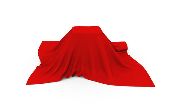 Object Of Rectangular Shape Covered With Red Cloth, On White