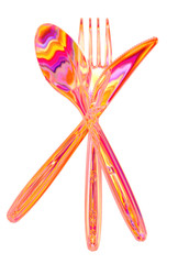 Colourful plastic cutlery