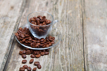 Cup of coffee on a wooden background